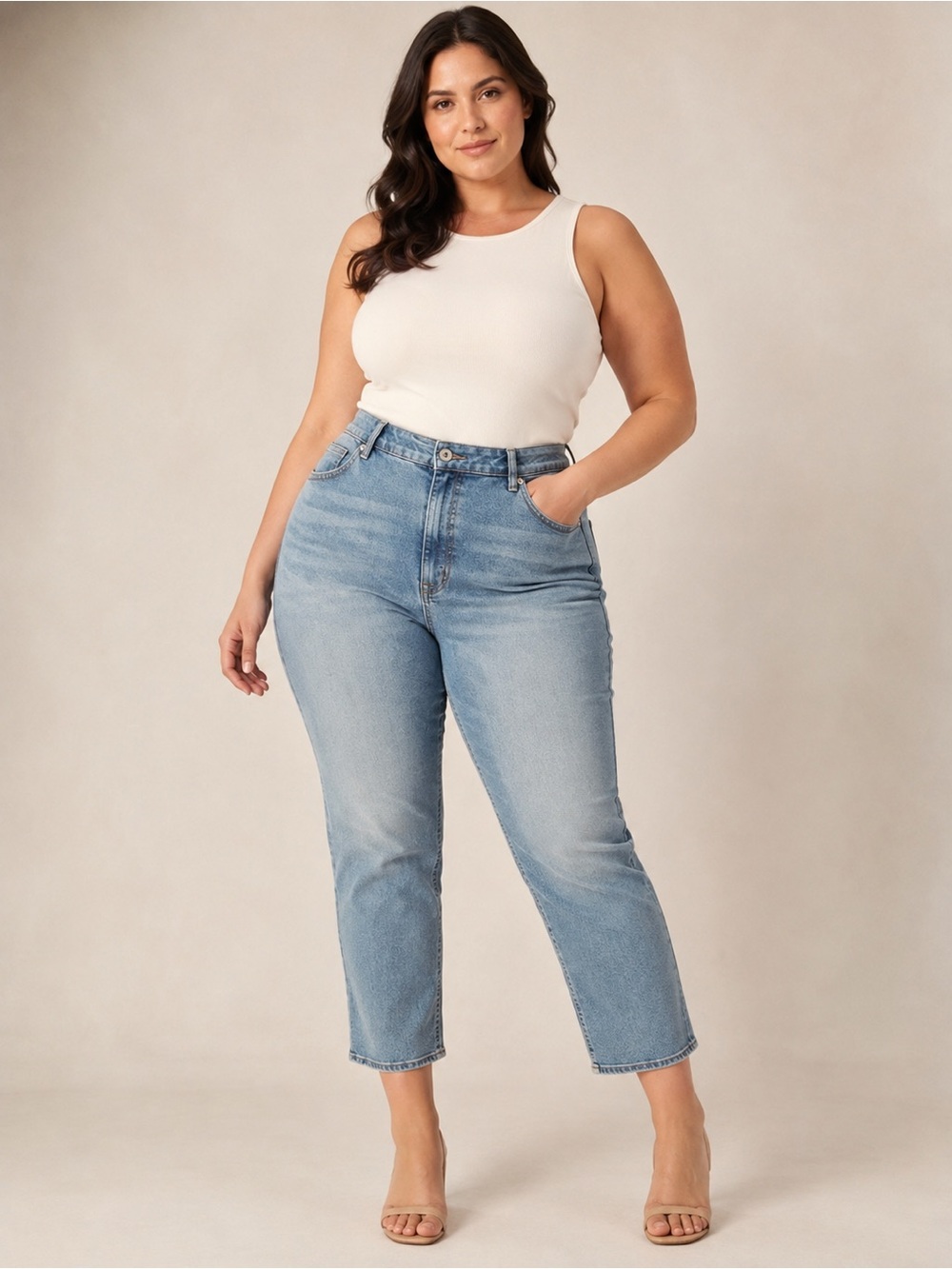 Sofia Jeans Adora Super Hi-Rise Curvy Girlfriend Jeans Light Wash Cropped